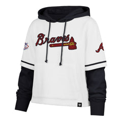 Atlanta Braves '47 Women's Trifecta Shortstop Cropped Pullover Hoodie On Sale