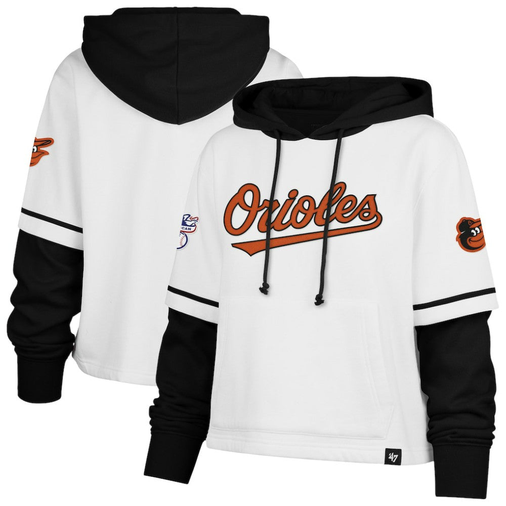 Baltimore Orioles '47 Women's Trifecta Shortstop Cropped Pullover Hoodie Sale
