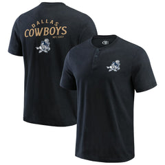 Dallas Cowboys Darius Rucker Collection Washed Henley T-Shirt Black - Fanatics
