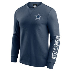 Dallas Cowboys Darius Rucker Collection Washed Waffle-Knit Long Sleeve T-Shirt Navy - Fanatics