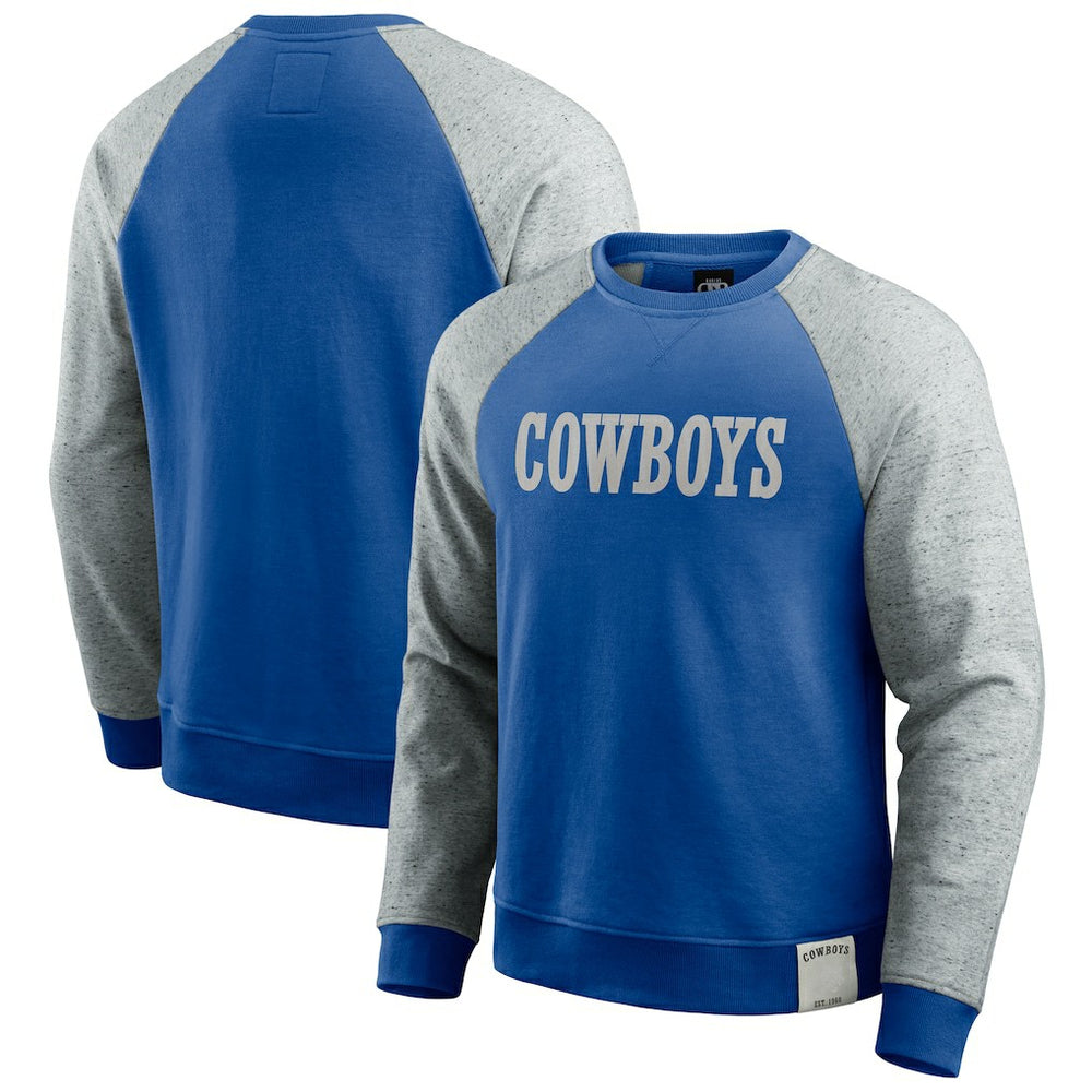 Dallas Cowboys Darius Rucker Collection Throwback Color Block Raglan Pullover Sweatshirt Blue/Gray - Fanatics
