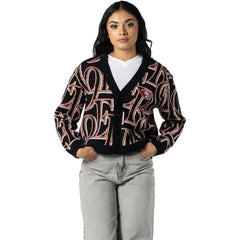 San Francisco 49ers The Wild Collective Women's Cropped Full-Button Cardigan Sweater Black - NFL