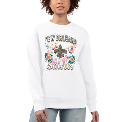 New Orleans Saints G-III 4Her by Carl Banks Women's Flower Logo Graphic Fleece Pullover Sweatshirt White - NFL