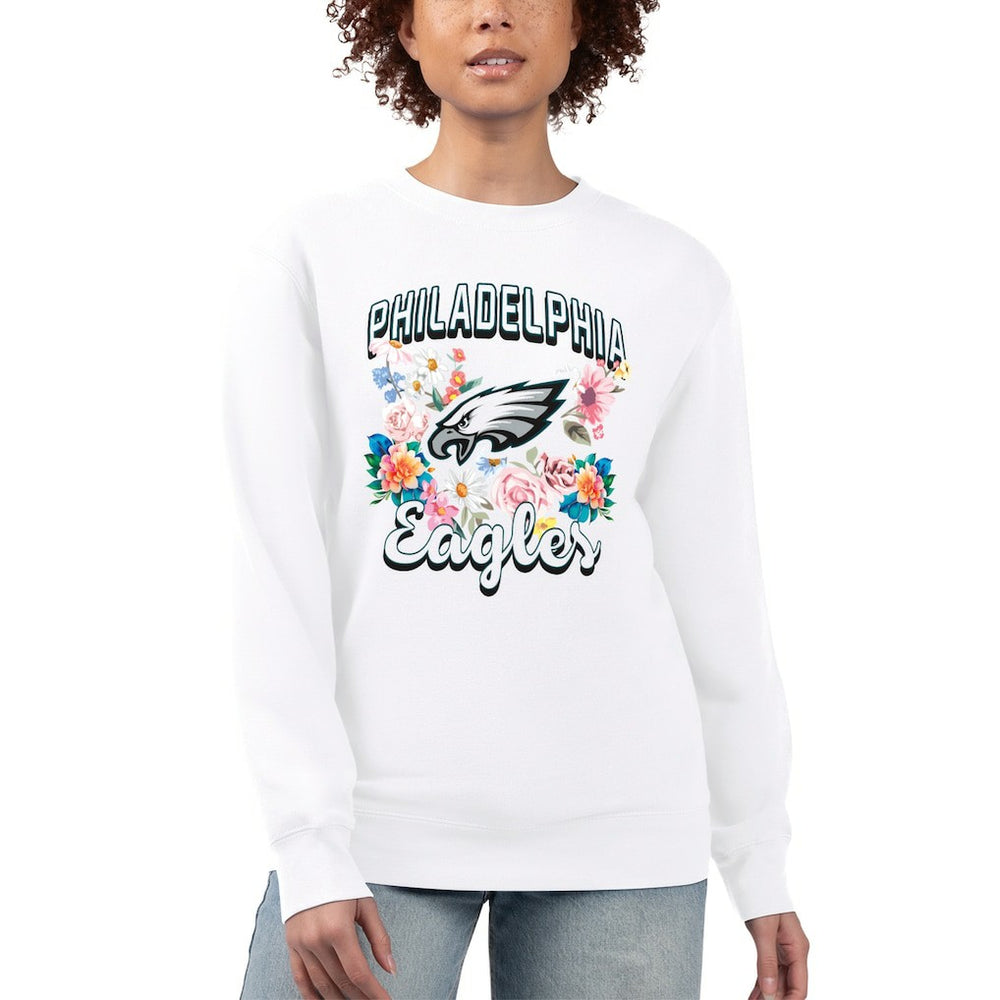 Philadelphia Eagles G-III 4Her by Carl Banks Women's Flower Logo Graphic Fleece Pullover Sweatshirt White - NFL