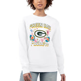 Green Bay Packers G-III 4Her by Carl Banks Women's Flower Logo Graphic Fleece Pullover Sweatshirt White - NFL