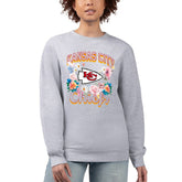 Kansas City Chiefs G-III 4Her by Carl Banks Women's Flower Logo Graphic Fleece Pullover Sweatshirt Heather Gray - NFL