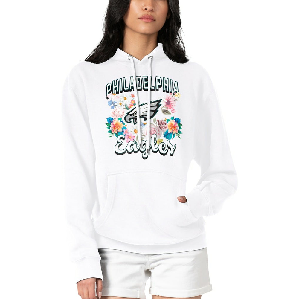 Philadelphia Eagles G-III 4Her by Carl Banks Women's Flowers Team Logo Graphic Fleece Pullover Hoodie White - NFL