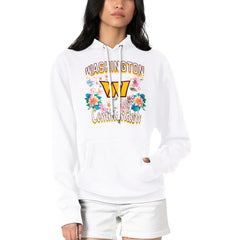 Washington Commanders G-III 4Her by Carl Banks Women's Flowers Team Logo Graphic Fleece Pullover Hoodie White - NFL