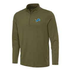 Detroit Lions Antigua Reprocess Quarter-Zip Top Olive - NFL