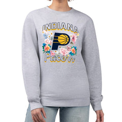 NBA - Indiana Pacers G-III 4Her by Carl Banks Women's Flowers Team Logo Graphic Fleece Crewneck Pullover Sweatshirt - Heather Gray
