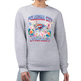 NBA - Oklahoma City Thunder G-III 4Her by Carl Banks Women's Flowers Team Logo Graphic Fleece Crewneck Pullover Sweatshirt - Heather Gray