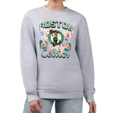 NBA - Boston Celtics G-III 4Her by Carl Banks Women's Flowers Team Logo Graphic Fleece Crewneck Pullover Sweatshirt - Heather Gray