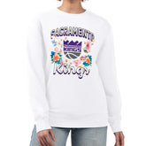 NBA - Sacramento Kings G-III 4Her by Carl Banks Women's Flowers Team Logo Graphic Fleece Crewneck Pullover Sweatshirt - White