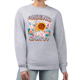 NBA - Phoenix Suns G-III 4Her by Carl Banks Women's Flowers Team Logo Graphic Fleece Crewneck Pullover Sweatshirt - Heather Gray