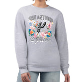 NBA - San Antonio Spurs G-III 4Her by Carl Banks Women's Flowers Team Logo Graphic Fleece Crewneck Pullover Sweatshirt - Heather Gray