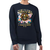 NBA - Denver Nuggets G-III 4Her by Carl Banks Women's Flowers Team Logo Graphic Fleece Crewneck Pullover Sweatshirt - Navy