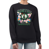 NBA - Boston Celtics G-III 4Her by Carl Banks Women's Flowers Team Logo Graphic Fleece Crewneck Pullover Sweatshirt - Black