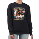 NBA - Cleveland Cavaliers G-III 4Her by Carl Banks Women's Flowers Team Logo Graphic Fleece Crewneck Pullover Sweatshirt - Black