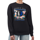 NBA - Dallas Mavericks G-III 4Her by Carl Banks Women's Flowers Team Logo Graphic Fleece Crewneck Pullover Sweatshirt - Black