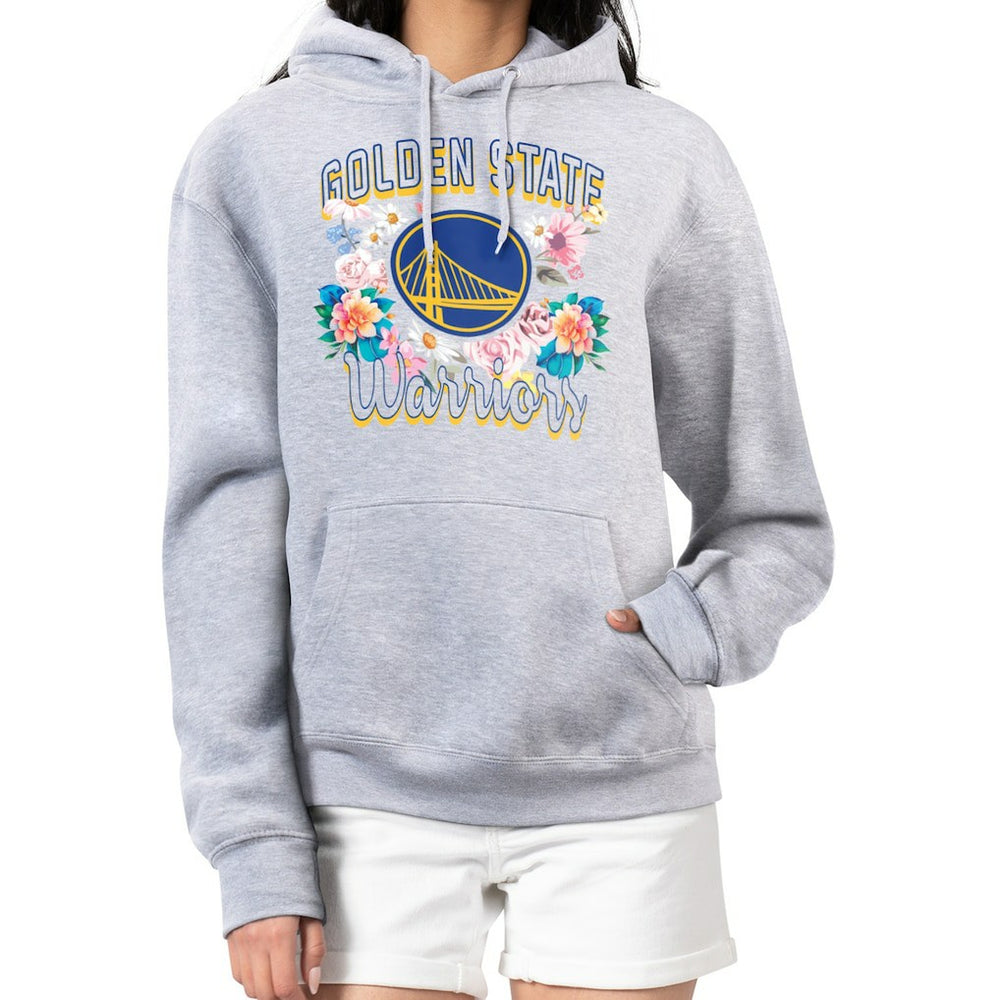 NBA - Golden State Warriors G-III 4Her by Carl Banks Women's Flowers Team Logo Graphic Fleece Pullover Hoodie - Heather Gray