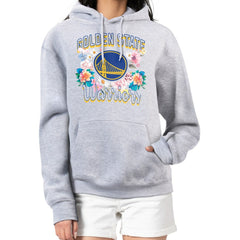 NBA - Golden State Warriors G-III 4Her by Carl Banks Women's Flowers Team Logo Graphic Fleece Pullover Hoodie - Heather Gray