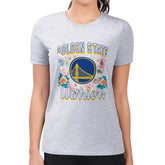 NBA - Golden State Warriors G-III 4Her by Carl Banks Women's Super-Slim Fit Lightweight Flowers Team Logo Graphic T-Shirt - Heather Gray