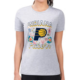 NBA - Indiana Pacers G-III 4Her by Carl Banks Women's Super-Slim Fit Lightweight Flowers Team Logo Graphic T-Shirt - Heather Gray