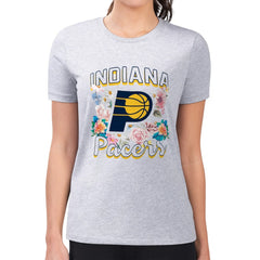 NBA - Indiana Pacers G-III 4Her by Carl Banks Women's Super-Slim Fit Lightweight Flowers Team Logo Graphic T-Shirt - Heather Gray