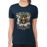 NBA - Denver Nuggets G-III 4Her by Carl Banks Women's Super-Slim Fit Lightweight Flowers Team Logo Graphic T-Shirt - Navy
