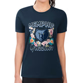 NBA - Memphis Grizzlies G-III 4Her by Carl Banks Women's Super-Slim Fit Lightweight Flowers Team Logo Graphic T-Shirt - Navy