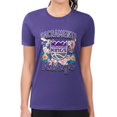 NBA - Sacramento Kings G-III 4Her by Carl Banks Women's Super-Slim Fit Lightweight Flowers Team Logo Graphic T-Shirt - Purple