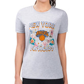 NBA - New York Knicks G-III 4Her by Carl Banks Women's Super-Slim Fit Lightweight Flowers Team Logo Graphic T-Shirt - Heather Gray