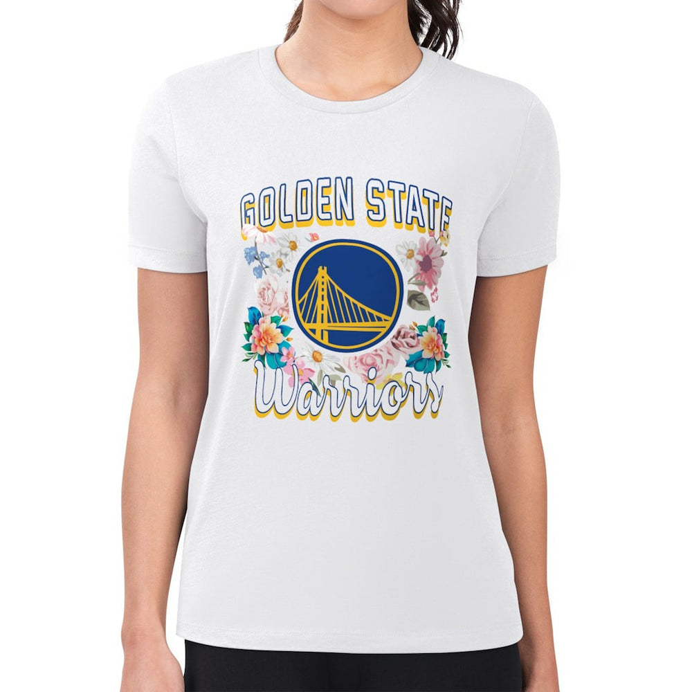 NBA - Golden State Warriors G-III 4Her by Carl Banks Women's Super-Slim Fit Lightweight Flowers Team Logo Graphic T-Shirt - White