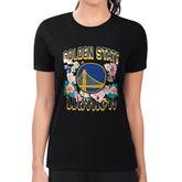 NBA - Golden State Warriors G-III 4Her by Carl Banks Women's Super-Slim Fit Lightweight Flowers Team Logo Graphic T-Shirt - Black