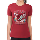 NBA - Portland Trail Blazers G-III 4Her by Carl Banks Women's Super-Slim Fit Lightweight Flowers Team Logo Graphic T-Shirt - Red