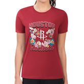 NBA - Houston Rockets G-III 4Her by Carl Banks Women's Super-Slim Fit Lightweight Flowers Team Logo Graphic T-Shirt - Red