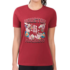 NBA - Houston Rockets G-III 4Her by Carl Banks Women's Super-Slim Fit Lightweight Flowers Team Logo Graphic T-Shirt - Red