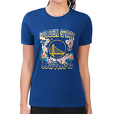 NBA - Golden State Warriors G-III 4Her by Carl Banks Women's Super-Slim Fit Lightweight Flowers Team Logo Graphic T-Shirt - Royal