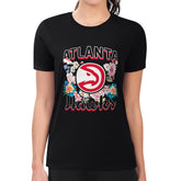 NBA - Atlanta Hawks G-III 4Her by Carl Banks Women's Super-Slim Fit Lightweight Flowers Team Logo Graphic T-Shirt - Black