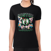NBA - Boston Celtics G-III 4Her by Carl Banks Women's Super-Slim Fit Lightweight Flowers Team Logo Graphic T-Shirt - Black