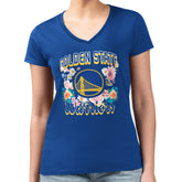 NBA - Golden State Warriors G-III 4Her by Carl Banks Women's Super-Slim Fit Lightweight Flowers Team Logo Graphic V-Neck T-Shirt - Royal
