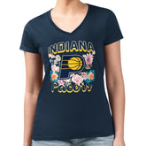 NBA - Indiana Pacers G-III 4Her by Carl Banks Women's Super-Slim Fit Lightweight Flowers Team Logo Graphic V-Neck T-Shirt - Navy