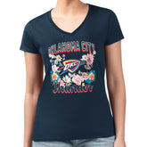 NBA - Oklahoma City Thunder G-III 4Her by Carl Banks Women's Super-Slim Fit Lightweight Flowers Team Logo Graphic V-Neck T-Shirt - Navy