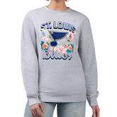 St. Louis Blues - G-III 4Her by Carl Banks Women's Flower Logo Pullover Sweatshirt Heather Gray