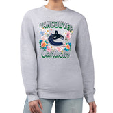 Vancouver Canucks - G-III 4Her by Carl Banks Women's Flower Logo Pullover Sweatshirt Heather Gray