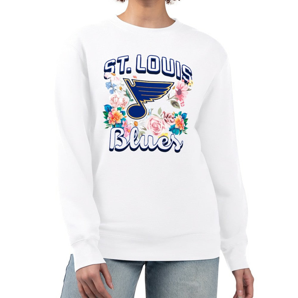 St. Louis Blues - G-III 4Her by Carl Banks Women's Flower Logo Pullover Sweatshirt White