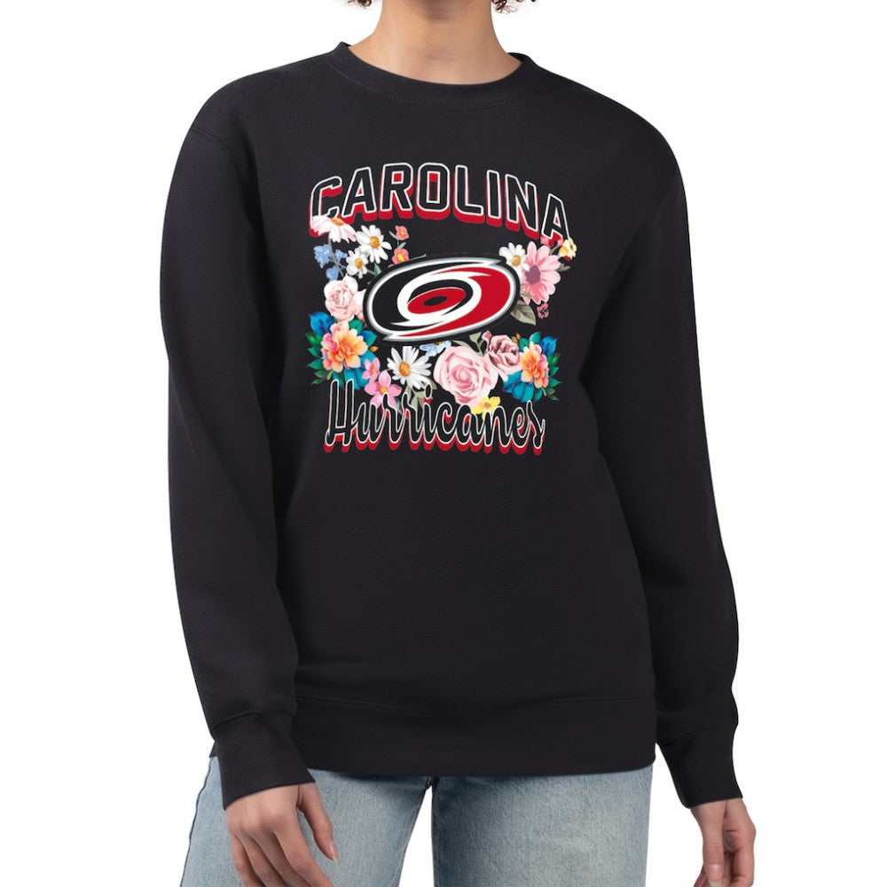Carolina Hurricanes - G-III 4Her by Carl Banks Women's Flower Logo Pullover Sweatshirt Black