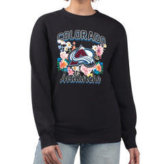 Colorado Avalanche - G-III 4Her by Carl Banks Women's Flower Logo Pullover Sweatshirt Black