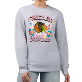 Chicago Blackhawks G-III 4Her by Carl Banks Women's Flower Logo Pullover Sweatshirt Heather Gray