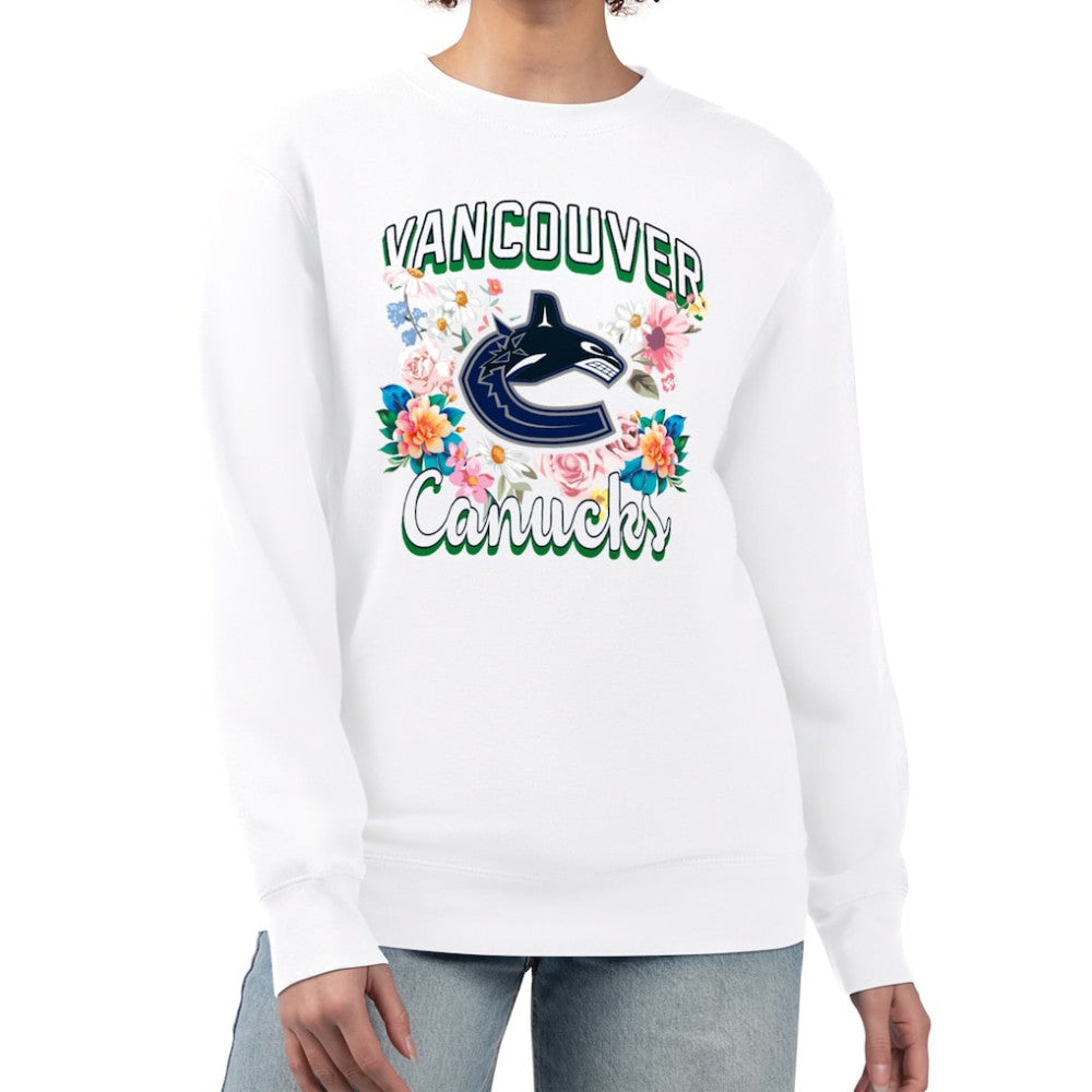 Vancouver Canucks - G-III 4Her by Carl Banks Women's Flower Logo Pullover Sweatshirt White